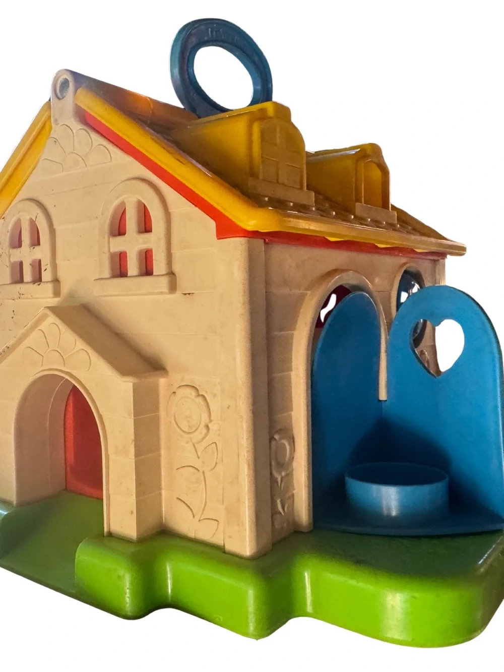 Vtg 1984 Fisher-Price Yellow Roof Blue Door Little People Playhouse